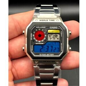 LWS Atlas Meridian Casio AE1200WHD World Time Stainless Steel Bracelet Mod Watch